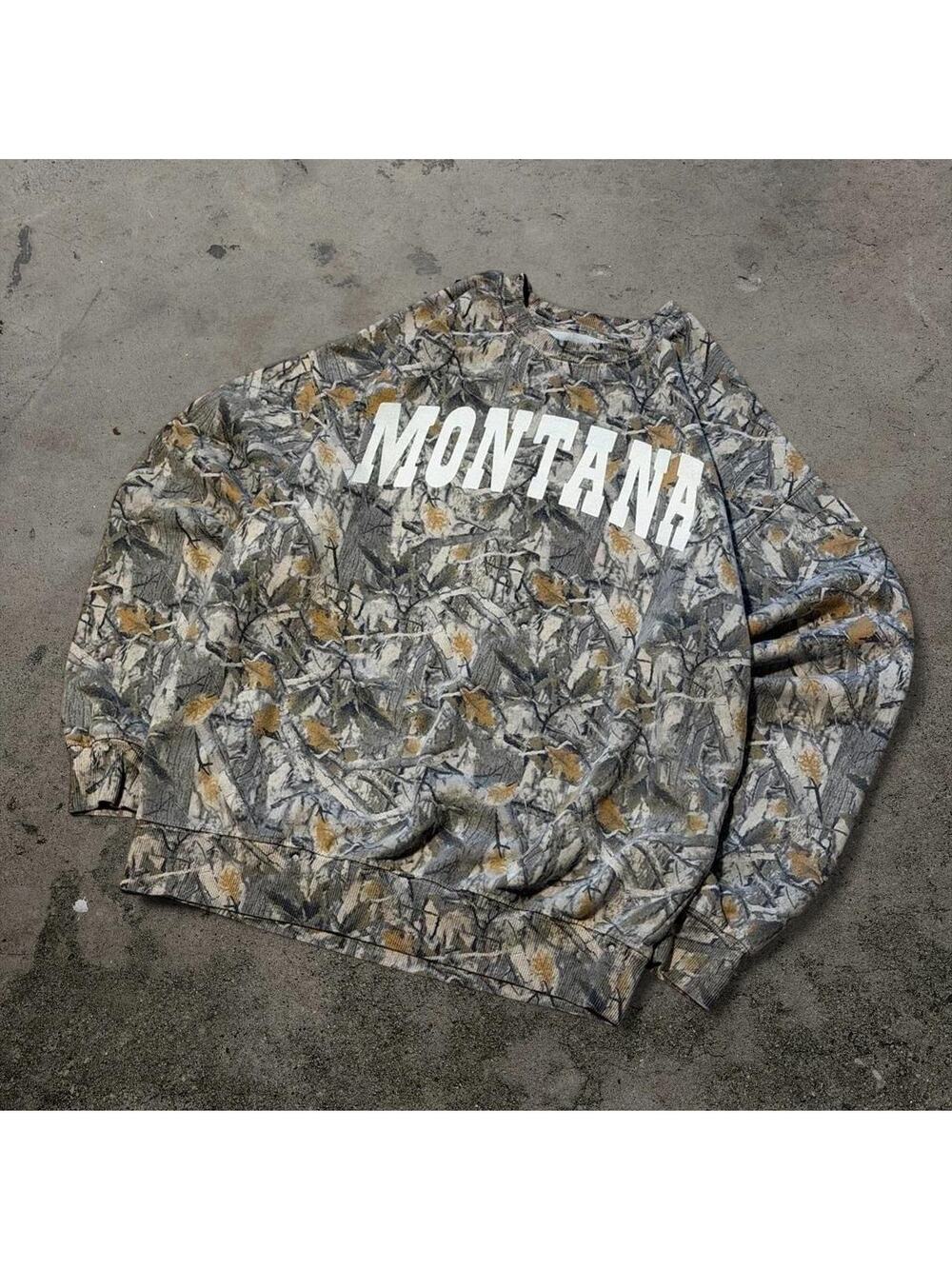 Vintage Camo Montana Crewneck Sweatshirt Goodie Two Sleeves Men's Small